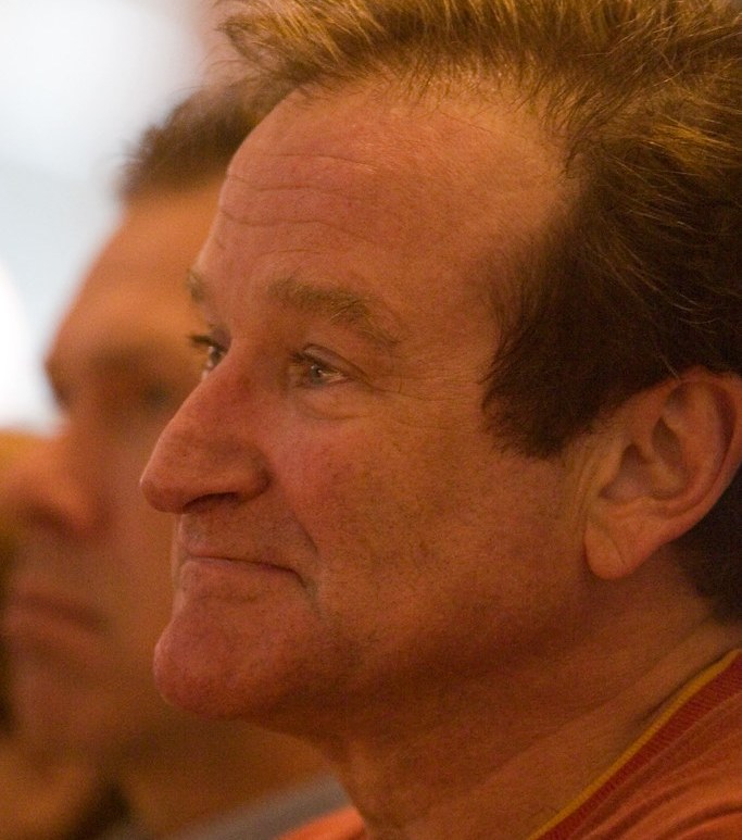 Close-up van komiek en acteur Robin Williams, waarschijnlijk rond 2005.