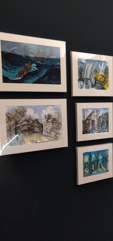 Verschillende concept art tekeningen van de animatiefilm The Iron Giant.