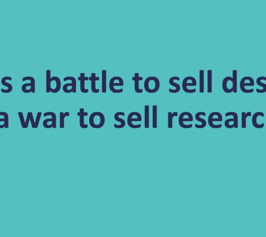 If it is a battle to sell design, it is war to sell research. Citaat oorspronkelijk uit de presentatie van Marlon Augustijn tijdens de Webinar 'The Future of UX' georganiseerd door Competence Factory.
