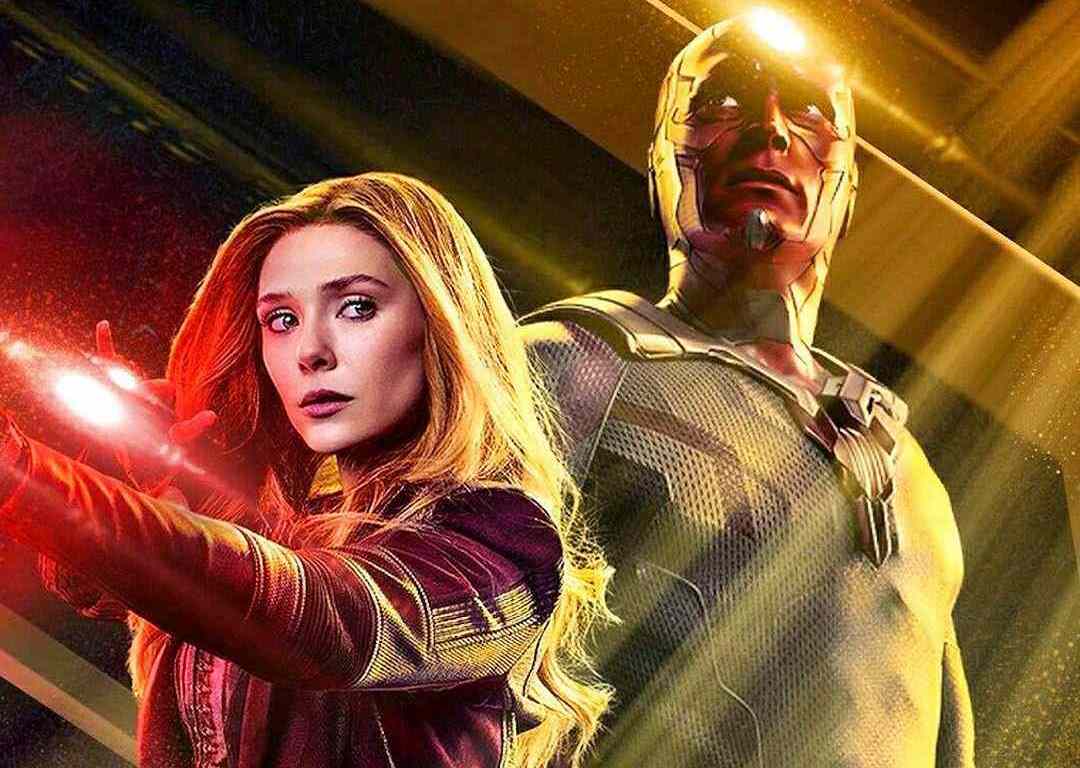 WandaVision Poster, Wanda en Vision staren heroïsch in het niets.