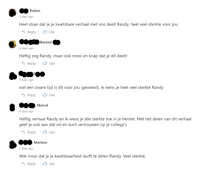 Reactie op intranet van collega's - 1 van 6