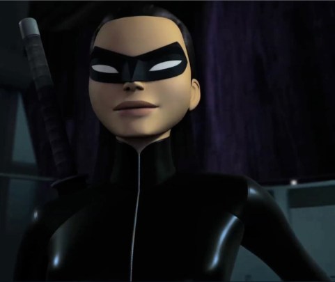 Katana, een Japans-Amerikaanse vrouw met een dominomasker, in de CGI animatieserie Beware the Batman